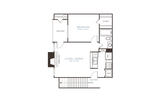 floor plan for the one bedroom apartment at The Westley