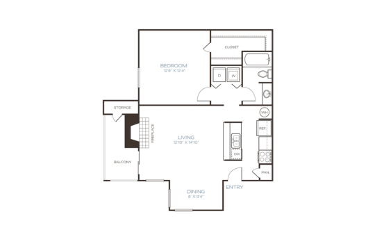 floor plan for the two bedroom apartment at The Westley